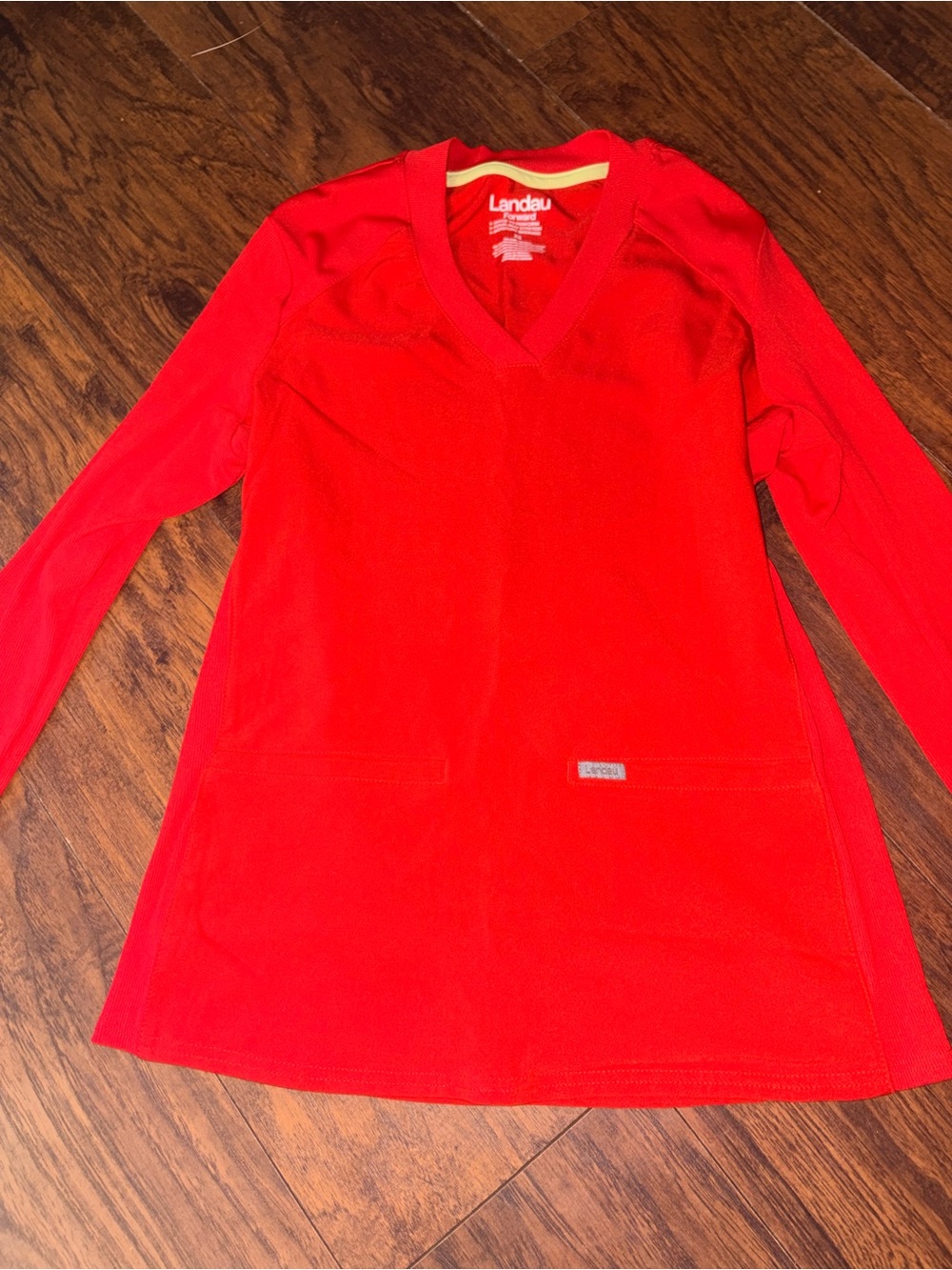 Landau Red Long Sleeve scrub top